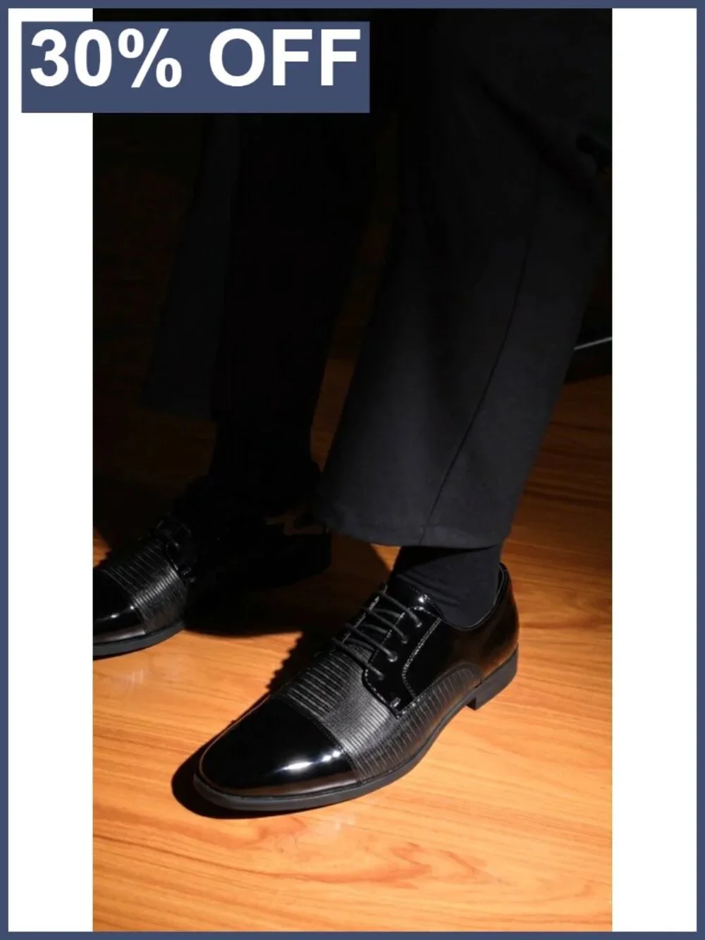 Men's Patent Leather Tuxedo Oxfords Cap Toe Formal Dress Shoes Lace Up